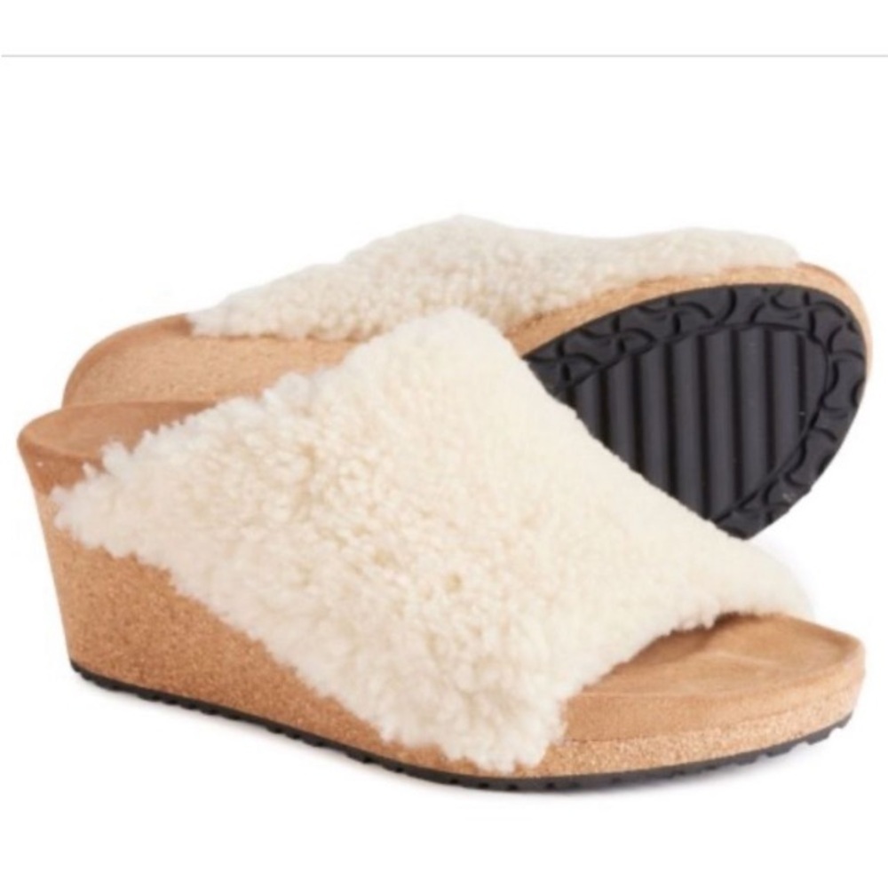 Birkenstock NWT Papillio Made in Portugal Namica Teddy Wedge Sandal 37 US 6 Boho